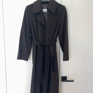 Max Mara 100% cashmere Dark Brown Long Coat jacket